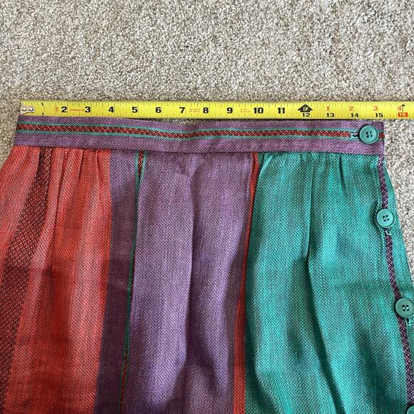 Vintage Colorblock Stripes Linen Skirt by Prophecy - Large - mid to long length - Picture 9 of 16